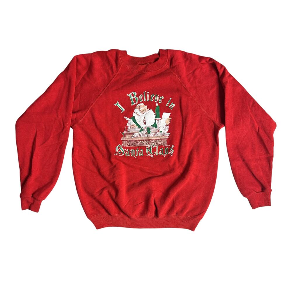 Vintage 90s Christmas Santa Clause Red Sweatshirt Women's XL Crew Neck